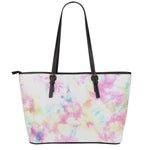 Pastel Tie Dye Print Leather Tote Bag