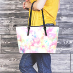 Pastel Tie Dye Print Leather Tote Bag