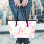 Pastel Tie Dye Print Leather Tote Bag