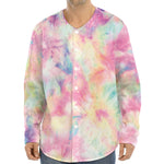Pastel Tie Dye Print Long Sleeve Baseball Jersey
