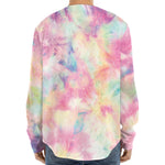 Pastel Tie Dye Print Long Sleeve Baseball Jersey