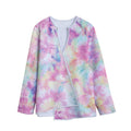 Pastel Tie Dye Print Long Sleeve Short Coat