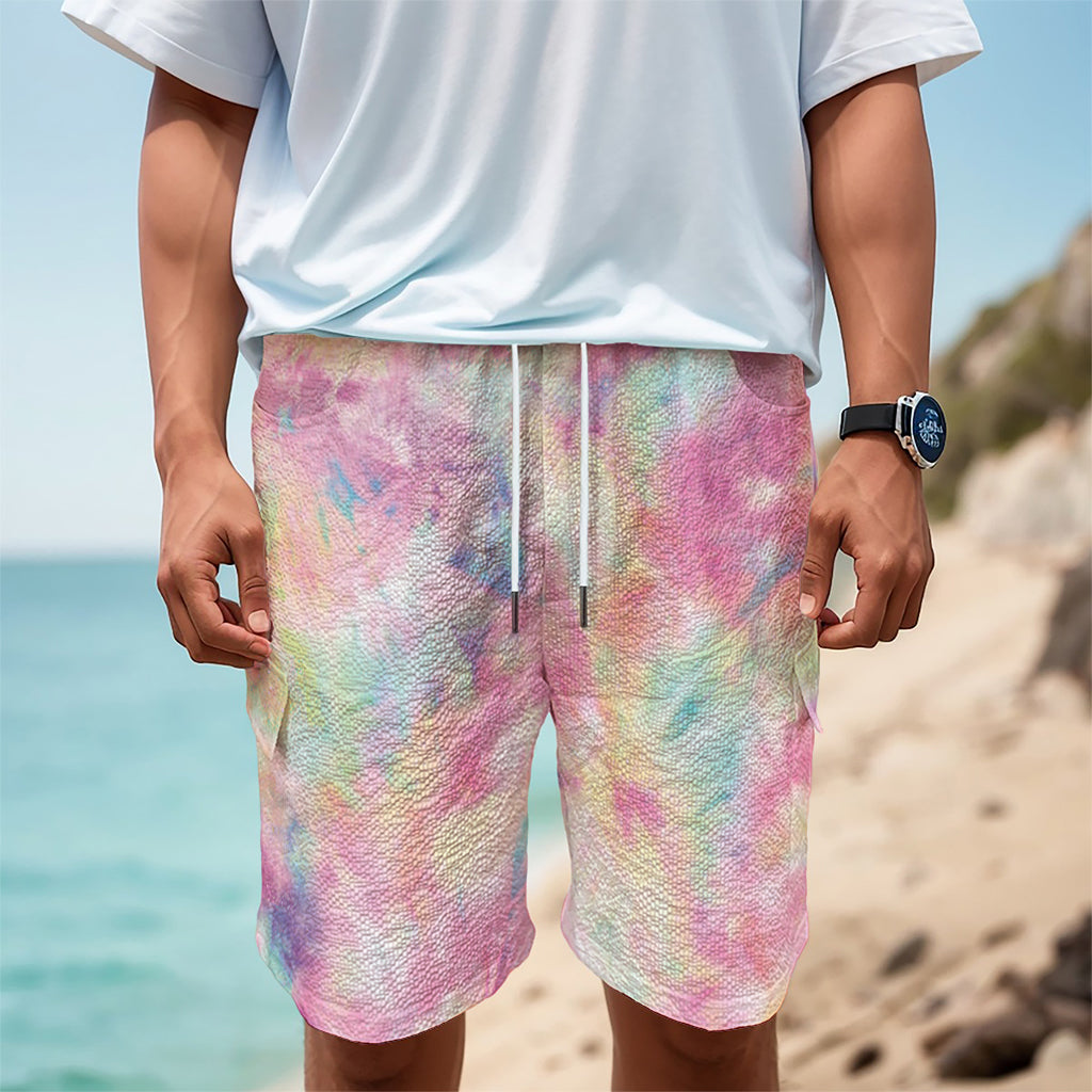 Pastel Tie Dye Print Men's Cargo Shorts