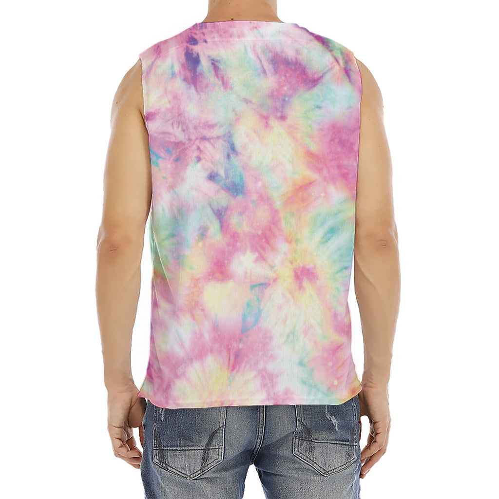 Pastel Tie Dye Print Men's Fitness Tank Top