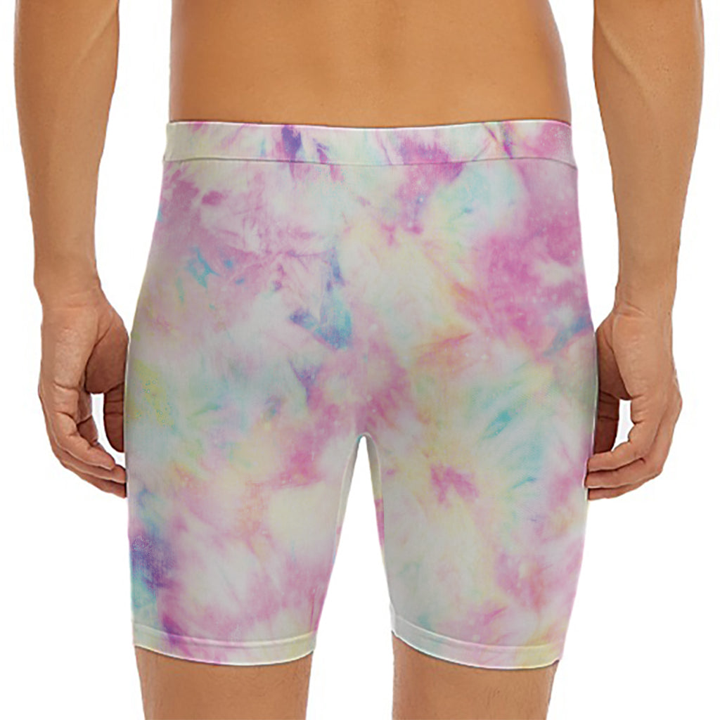 Pastel Tie Dye Print Men's Long Boxer Briefs