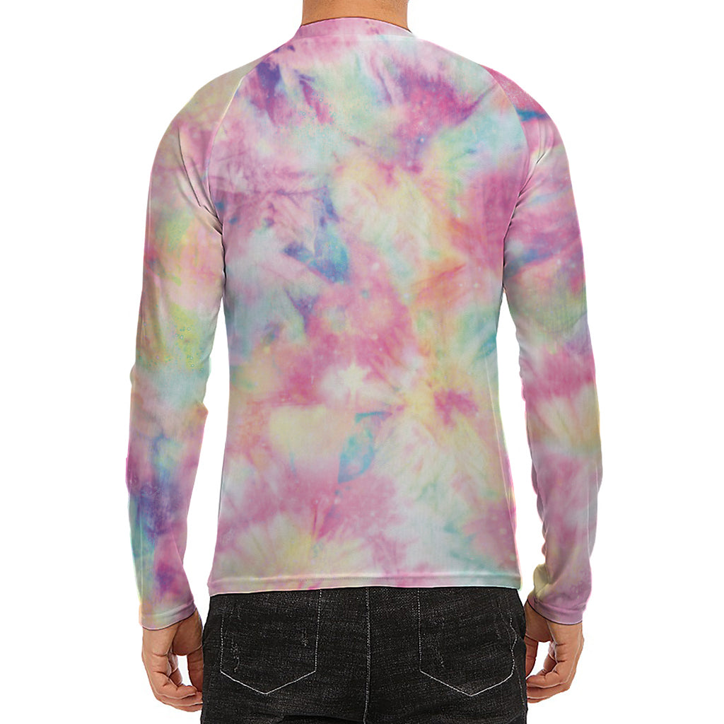 Pastel Tie Dye Print Men's Long Sleeve Rash Guard