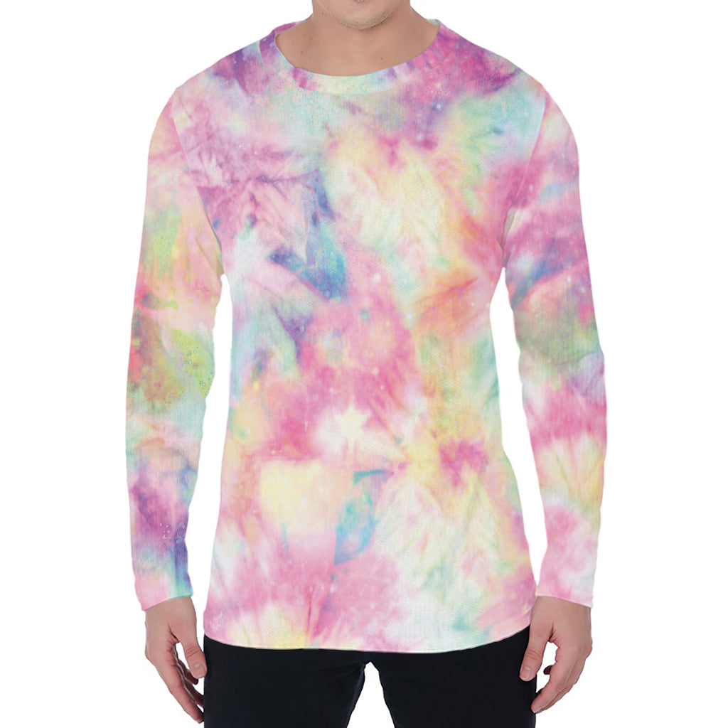 Pastel Tie Dye Print Men's Long Sleeve T-Shirt