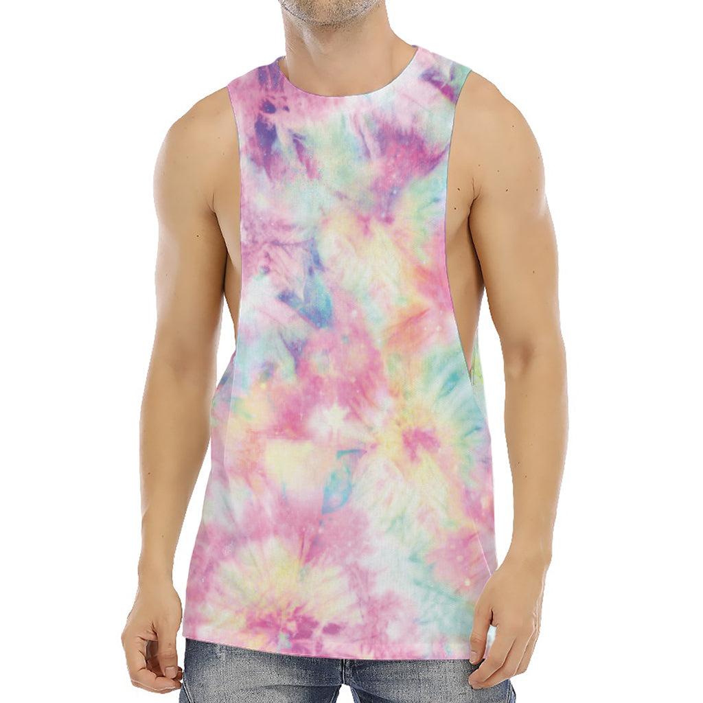 Pastel Tie Dye Print Men's Muscle Tank Top
