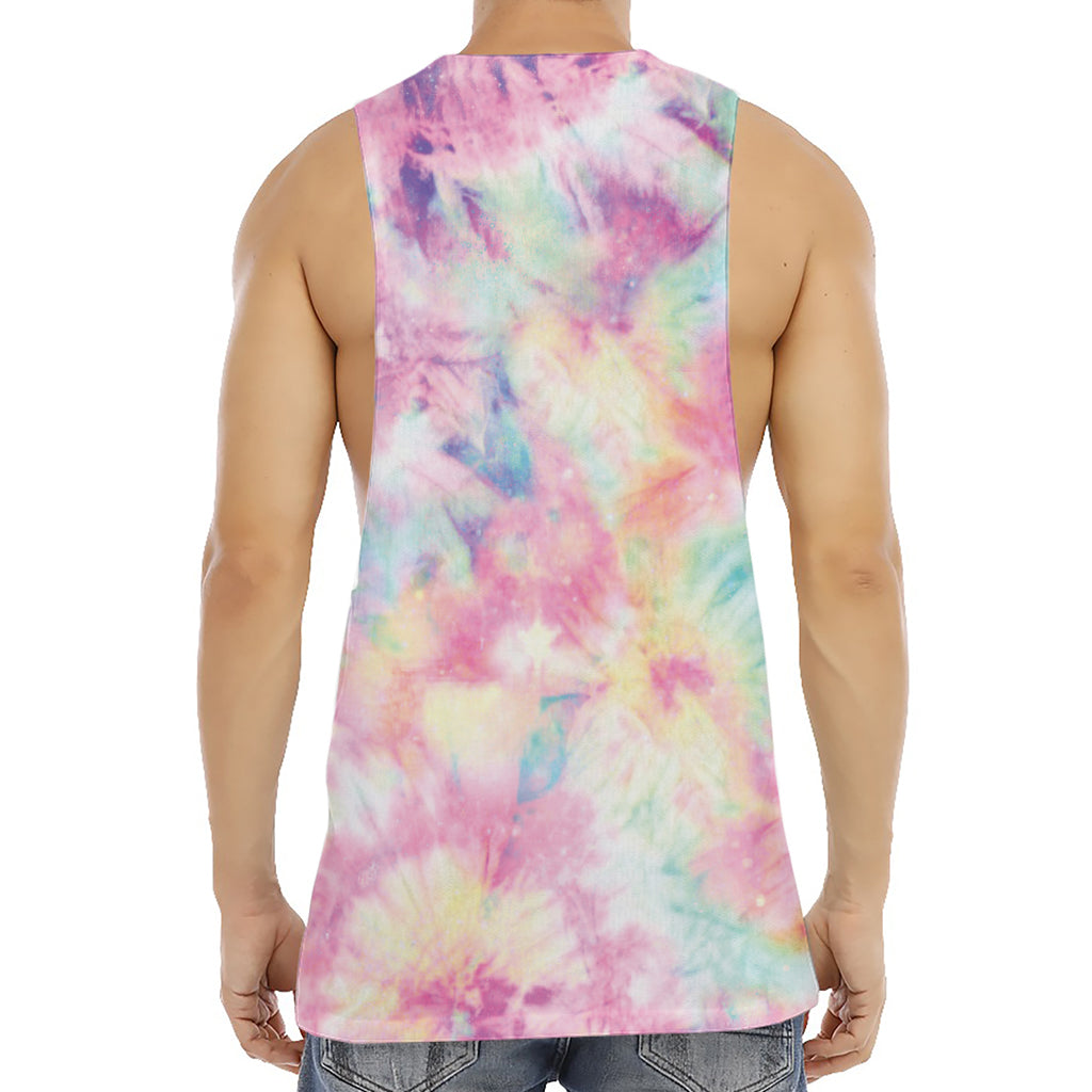 Pastel Tie Dye Print Men's Muscle Tank Top