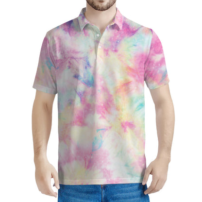 Pastel Tie Dye Print Men's Polo Shirt