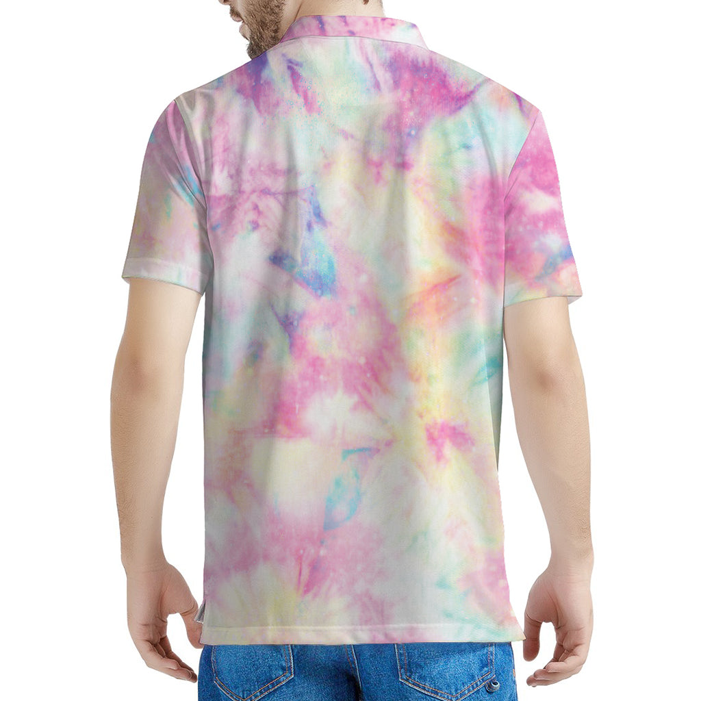 Pastel Tie Dye Print Men's Polo Shirt