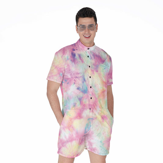Pastel Tie Dye Print Men's Rompers