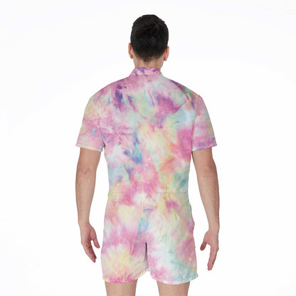 Pastel Tie Dye Print Men's Rompers