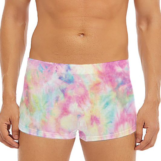 Pastel Tie Dye Print Men's Short Boxer Briefs
