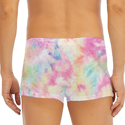 Pastel Tie Dye Print Men's Short Boxer Briefs