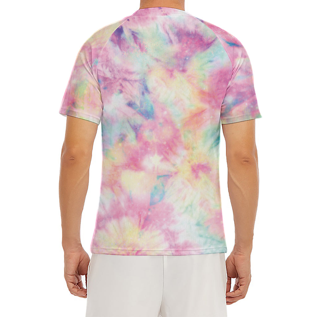 Pastel Tie Dye Print Men's Short Sleeve Rash Guard