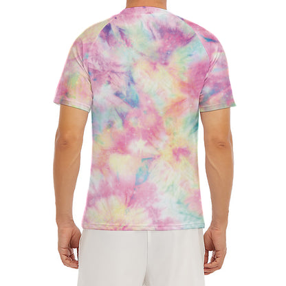 Pastel Tie Dye Print Men's Short Sleeve Rash Guard