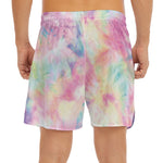 Pastel Tie Dye Print Men's Split Running Shorts
