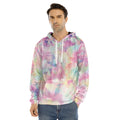 Pastel Tie Dye Print Men's Velvet Pullover Hoodie