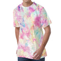 Pastel Tie Dye Print Men's Velvet T-Shirt