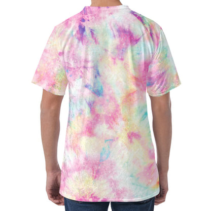 Pastel Tie Dye Print Men's Velvet T-Shirt