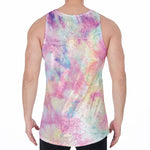 Pastel Tie Dye Print Men's Velvet Tank Top