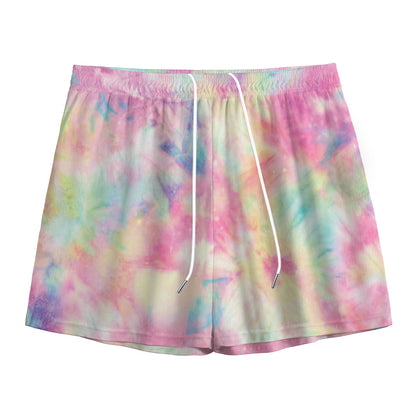 Pastel Tie Dye Print Mesh Shorts