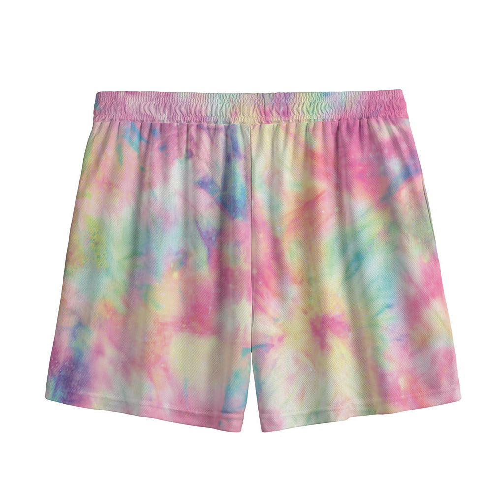 Pastel Tie Dye Print Mesh Shorts