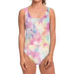 Pastel Tie Dye Print One Piece Swimsuit