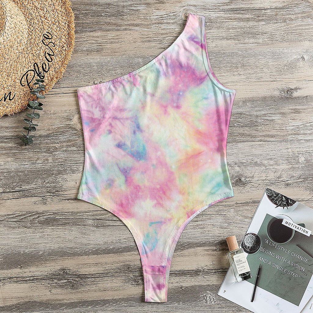 Pastel Tie Dye Print One Shoulder Bodysuit
