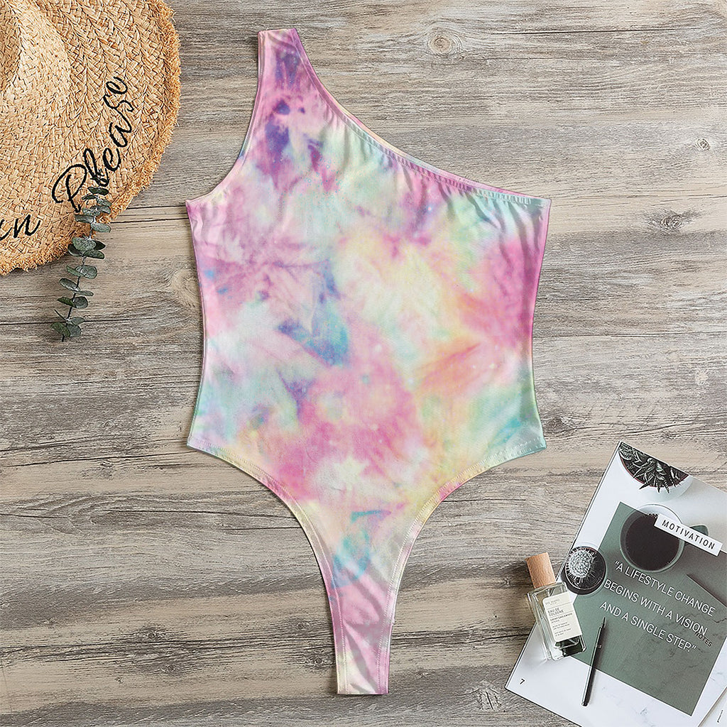 Pastel Tie Dye Print One Shoulder Bodysuit
