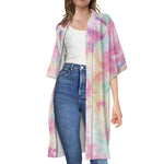 Pastel Tie Dye Print Open Front Beach Cover Up