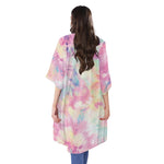 Pastel Tie Dye Print Open Front Beach Cover Up