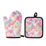 Pastel Tie Dye Print Oven Mitt And Pot Holder Set