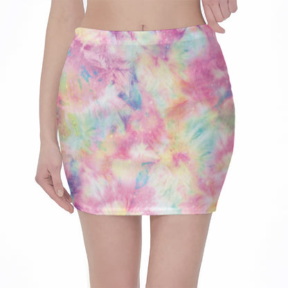 Pastel Tie Dye Print Pencil Mini Skirt