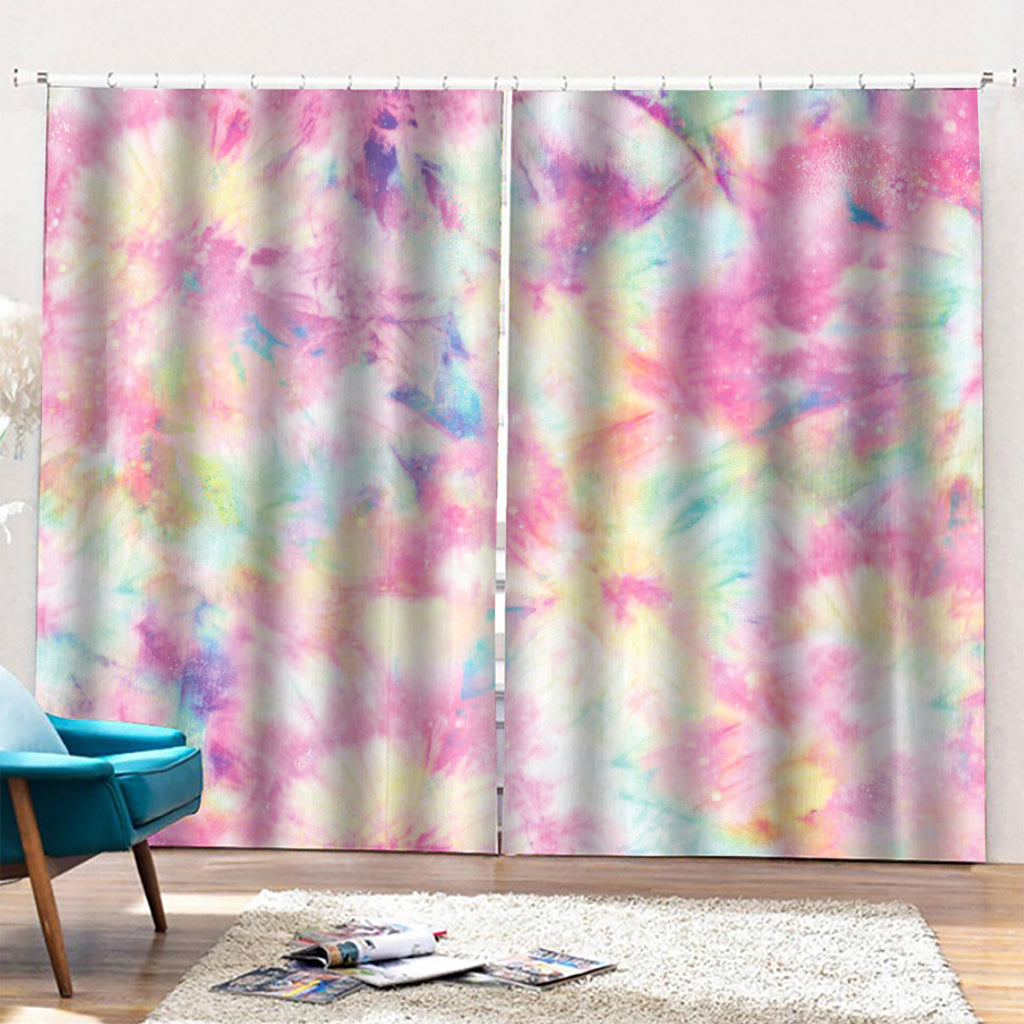 Pastel Tie Dye Print Pencil Pleat Curtains