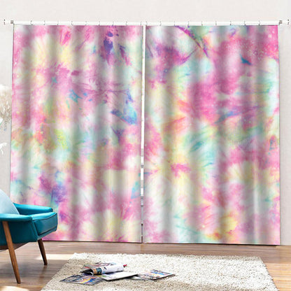 Pastel Tie Dye Print Pencil Pleat Curtains