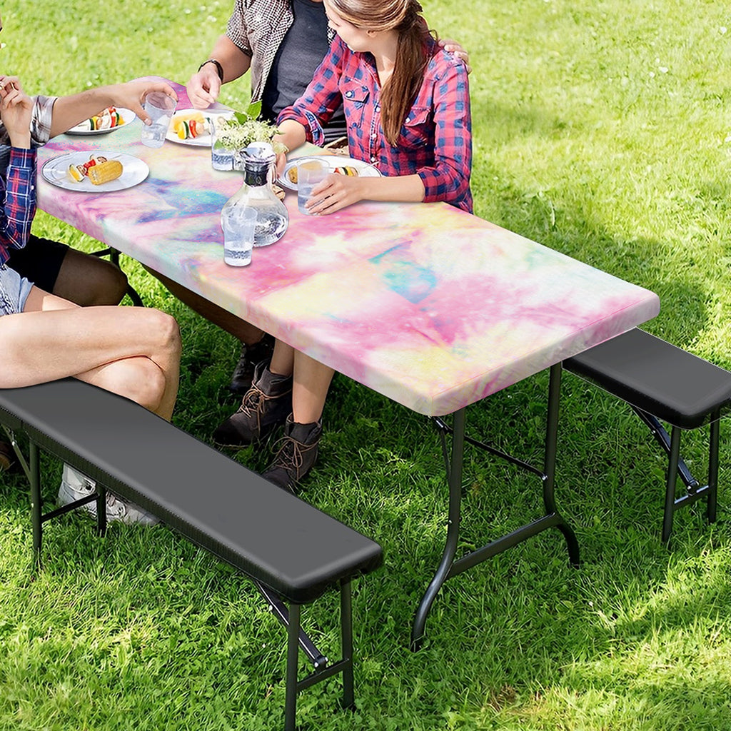 Pastel Tie Dye Print Picnic Table Cover