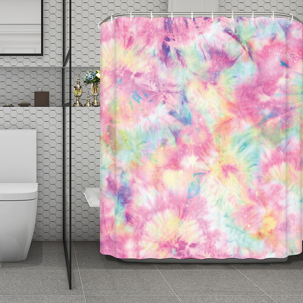 Pastel Tie Dye Print Polyester Shower Curtain