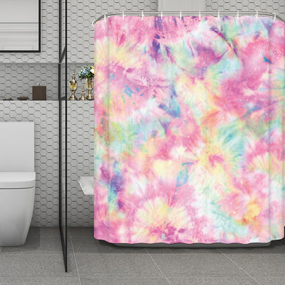 Pastel Tie Dye Print Polyester Shower Curtain
