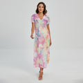 Pastel Tie Dye Print Short Sleeve Maxi Dress