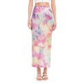 Pastel Tie Dye Print Side Slit Maxi Skirt