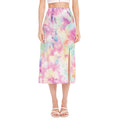 Pastel Tie Dye Print Side Slit Midi Skirt