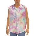 Pastel Tie Dye Print Sleeveless Baseball Jersey