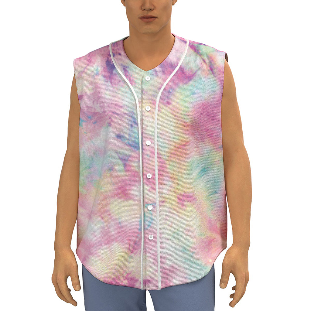 Pastel Tie Dye Print Sleeveless Baseball Jersey