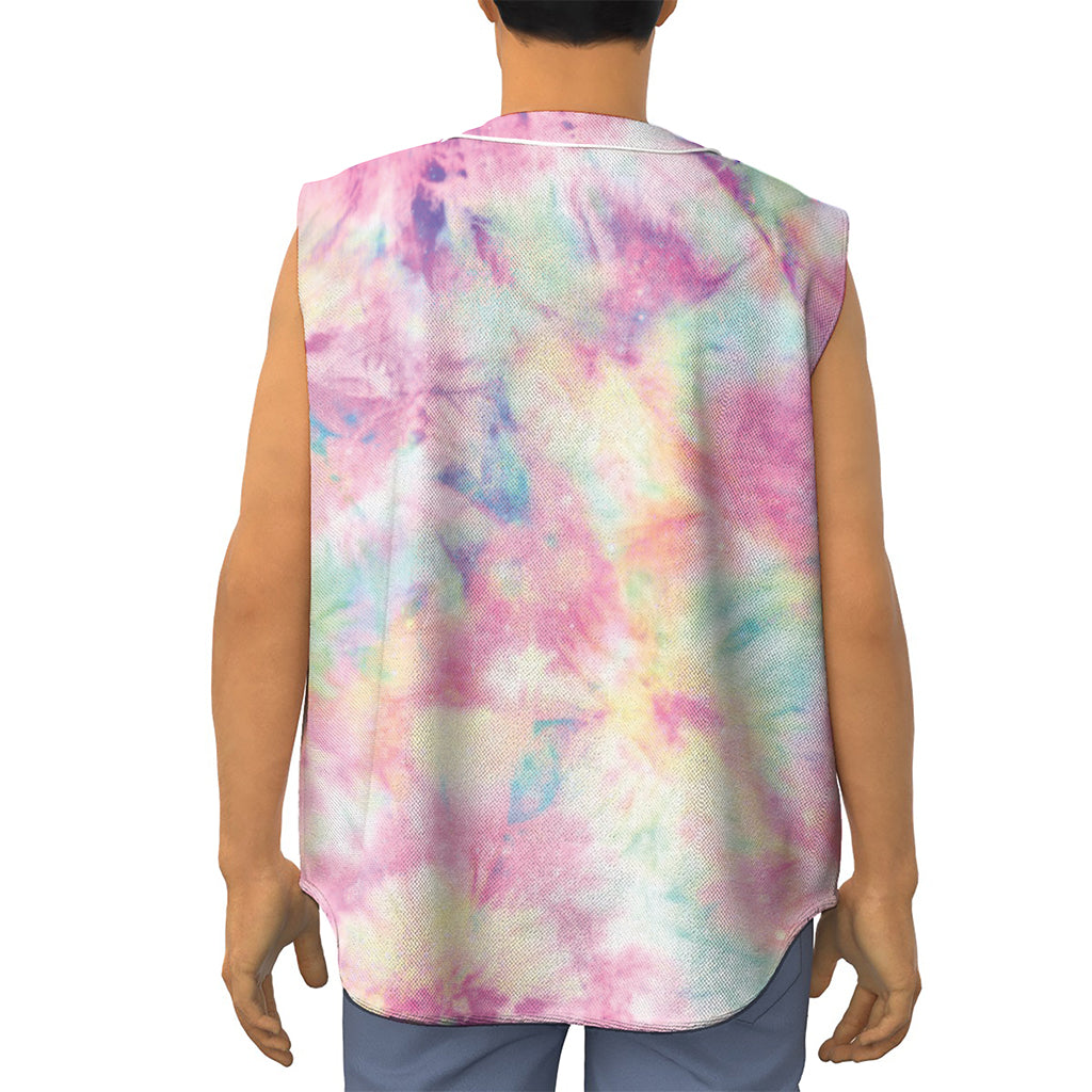 Pastel Tie Dye Print Sleeveless Baseball Jersey