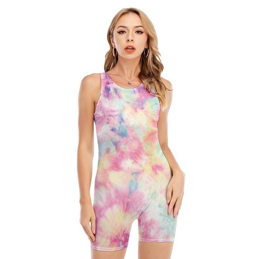 Pastel Tie Dye Print Sleeveless One Piece Swimsuit