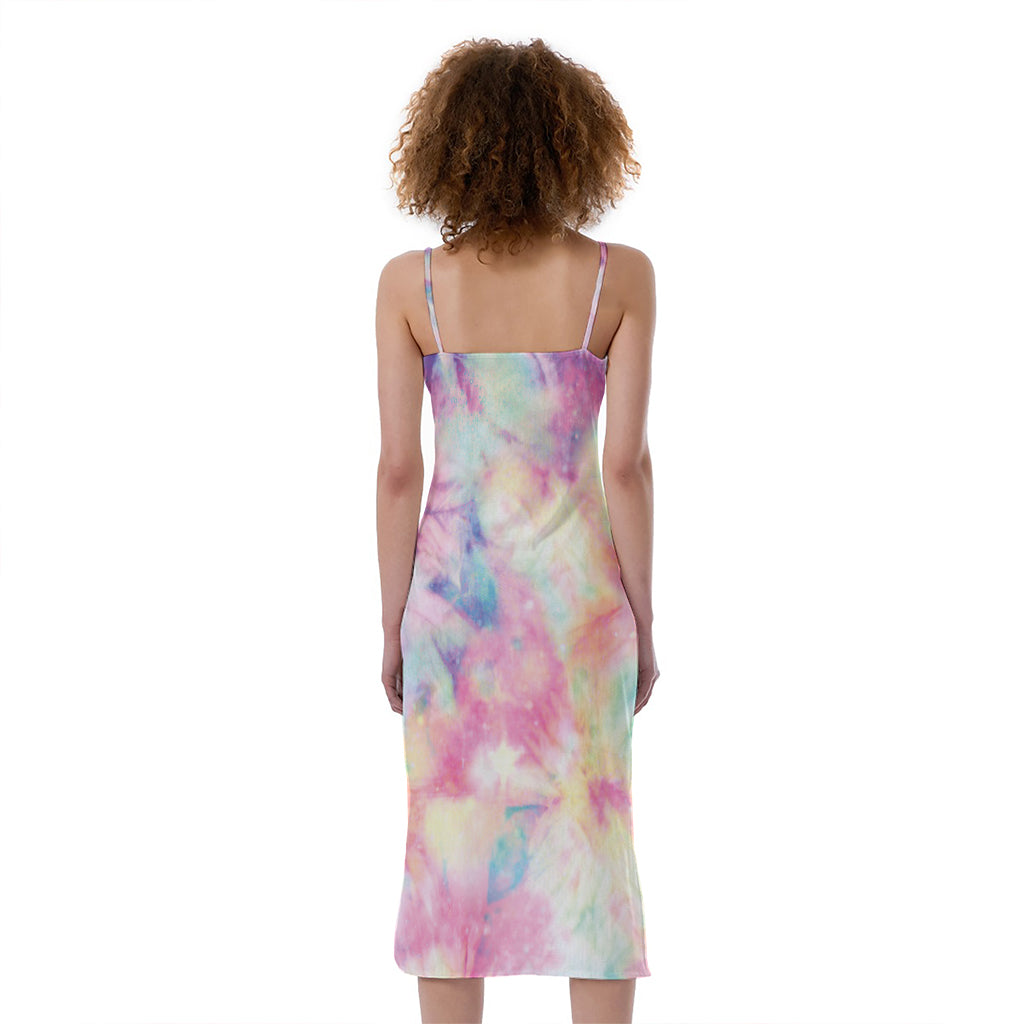 Pastel Tie Dye Print Slim Fit Midi Cami Dress