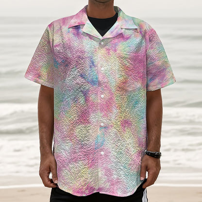 Pastel Tie Dye Print Textured Short Sleeve Shirt
