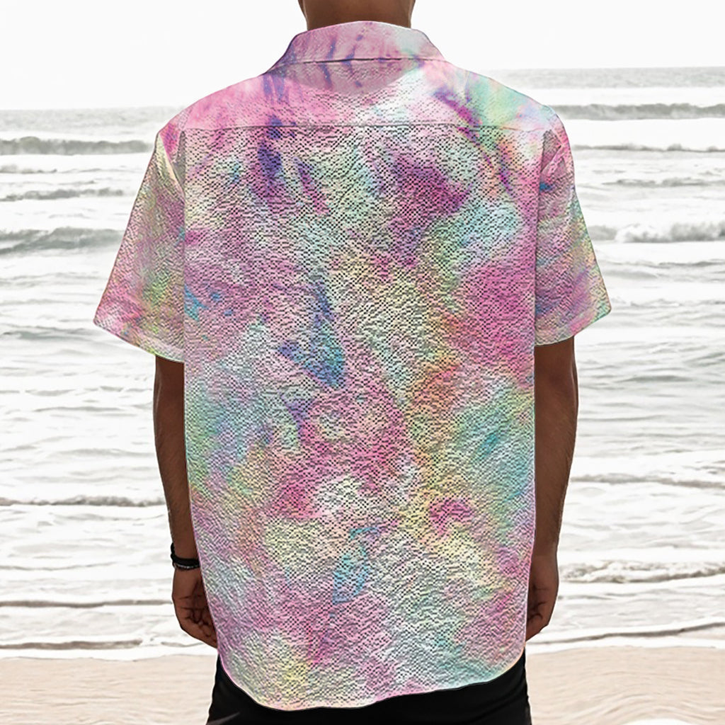 Pastel Tie Dye Print Textured Short Sleeve Shirt